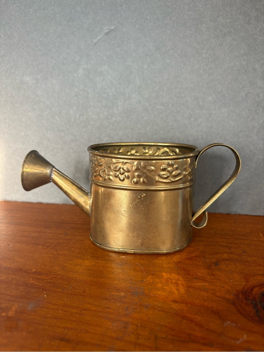 Vintage Hosley Floral Embossed Brass Miniature Watering Can- Made in India